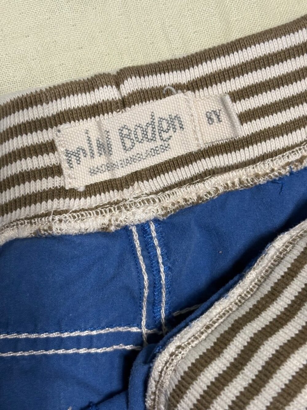 Mini Boden Boys Blue Techno Shorts W/ Striped Waistband Size 8Y - Picture 2 of 8